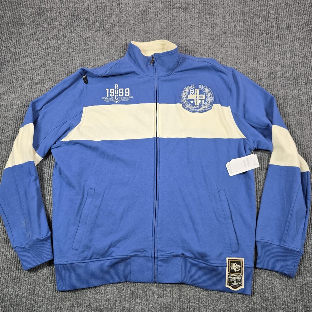 Rocawear Jacket Mens 2XL Blue‎ White Full Zip Track Athletic R9 1999 NEW